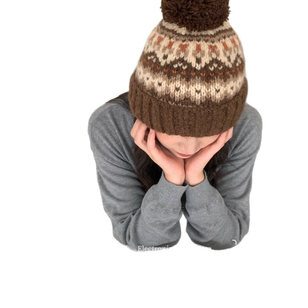 Wholesale Jacquard pom-pom knit hat